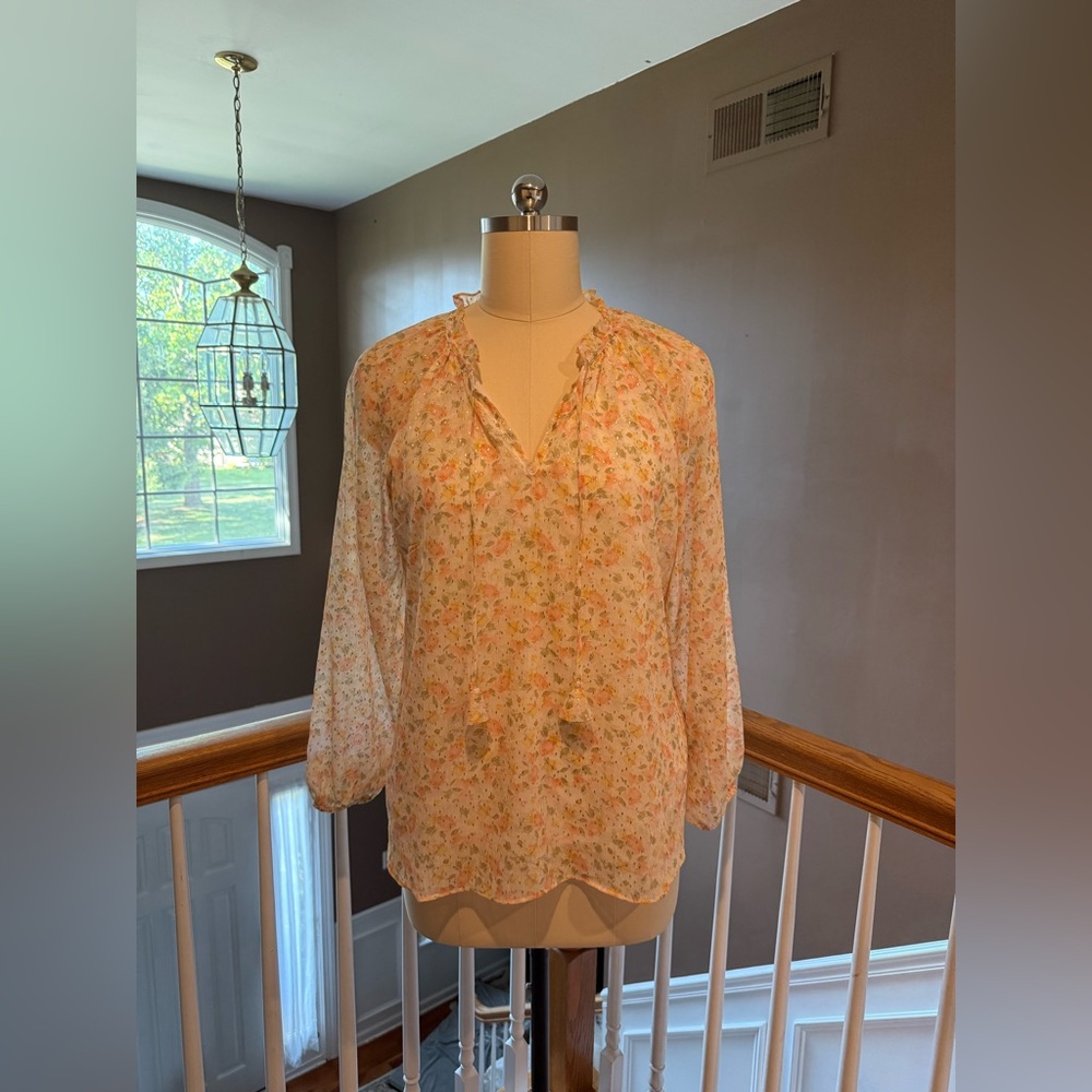 NWT- Haver & Blair- Floral Chiffon Blouse - Cream and Blush tones